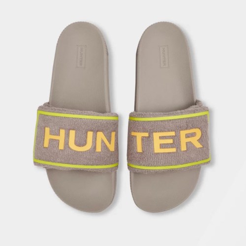 Hunter Original Terry Towelling Logo Adjustable Slides For Mens - NZ S6419